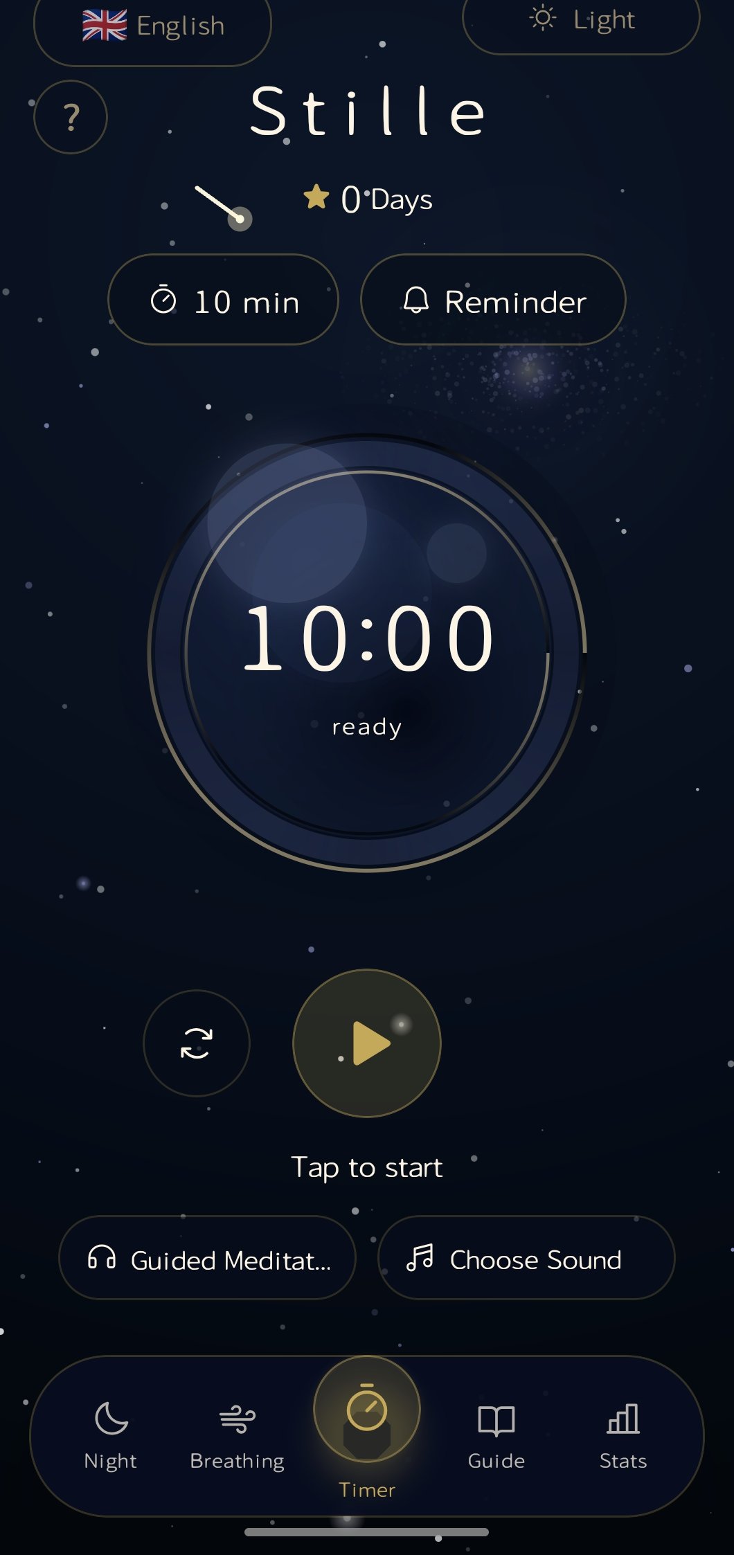 Timer in dark mode