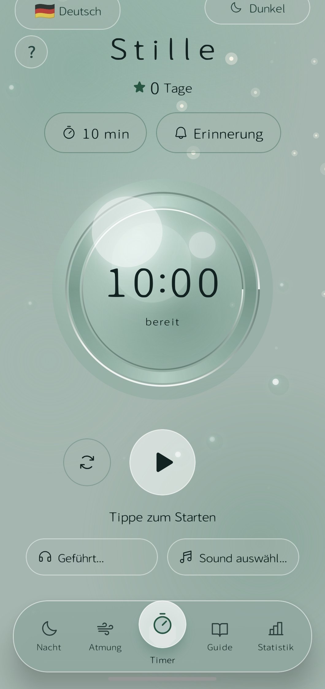 Stille App — Meditations-Timer in Aktion