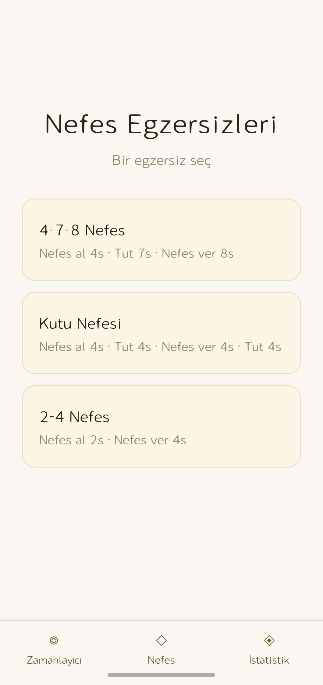 Nefes egzersizleri menüsü