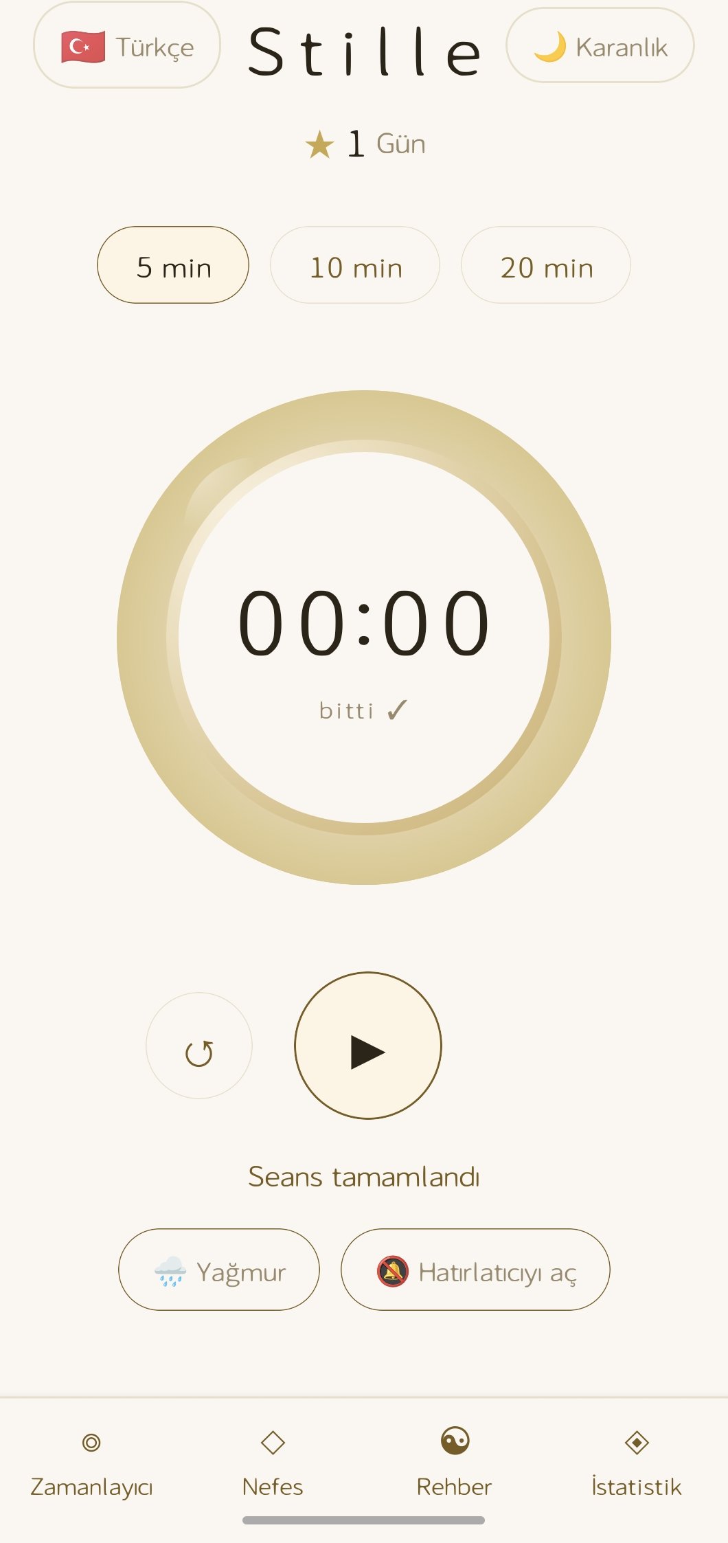 Stille uygulaması — meditasyon zamanlayıcısı